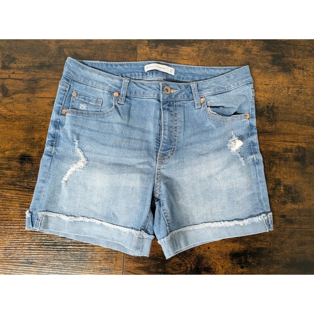 Truth‎ + Theory Cuffed Jean Shorts Blue Denim Women's Size 6